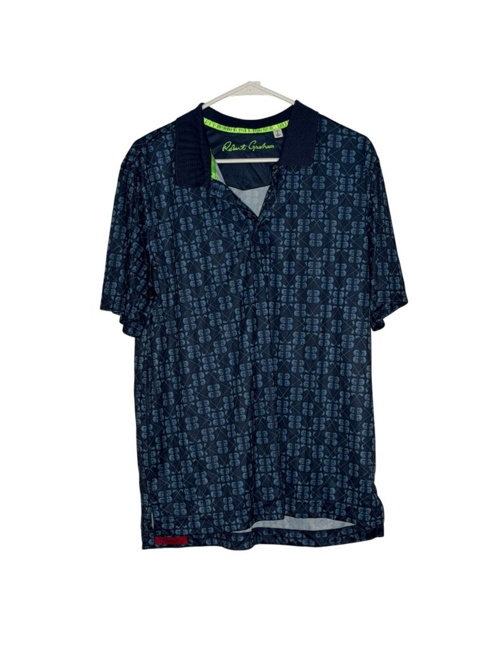 Robert Graham Blue Golf Club Performance Polo Shirt Classic Fit Size Large NWOT